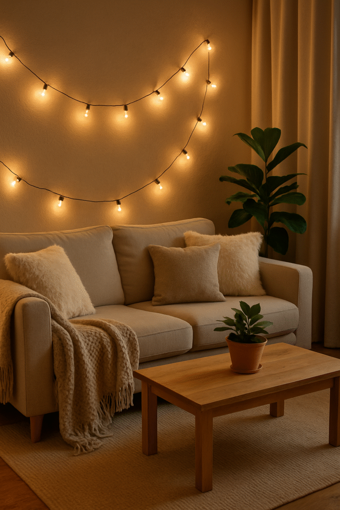cozy DIY home hacks with warm lighting